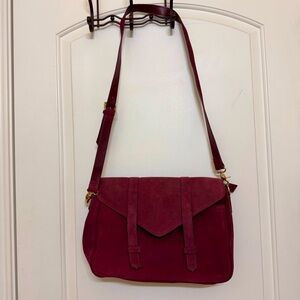 Burgundy suede Violetta messenger bag